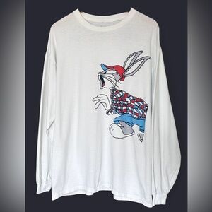 Looney Tunes - XL Mens - Bugs Bunny On The Hunt White Long Sleeve Shirt